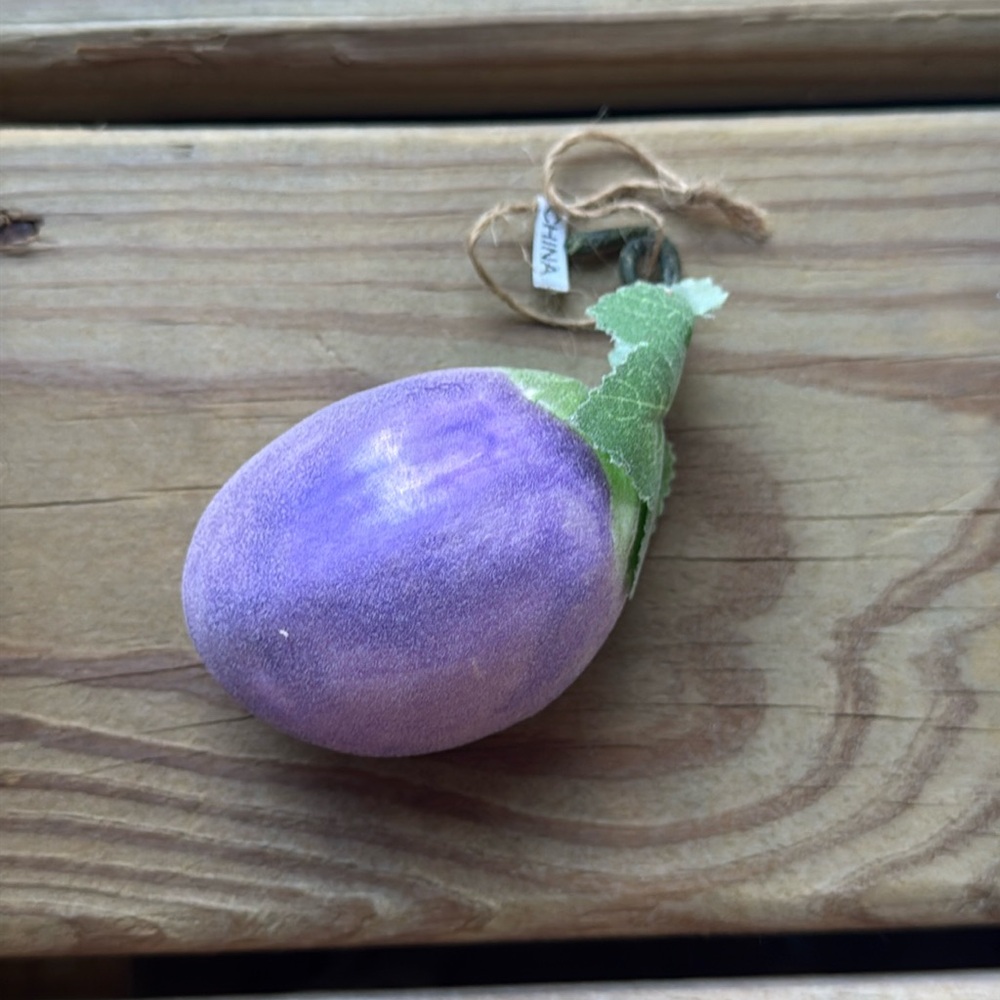 NWT The Bridge Collection Purple Fuzzy Eggplant Christmas Tree Ornament 4.25”